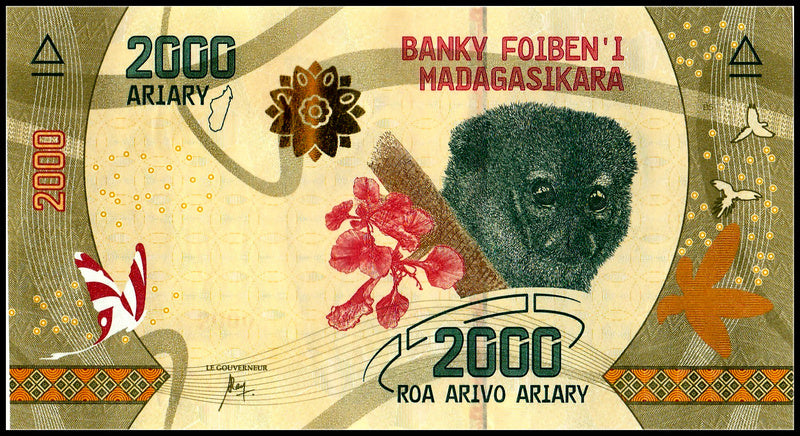 Madagascar 2000 Ariary 2017 P-New UNC original Banknote World