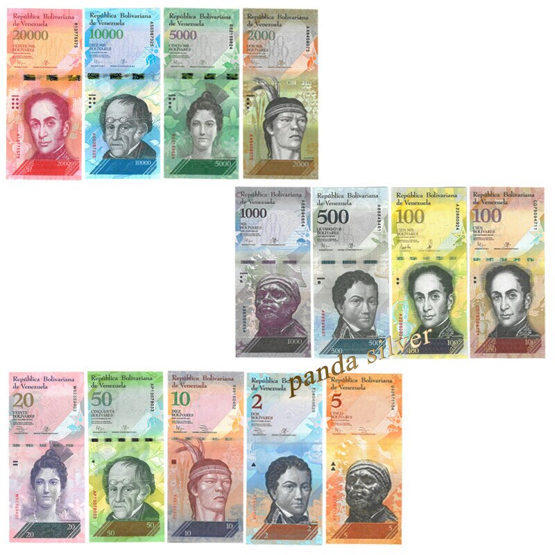 Venezuela Full Set 13 PCS, 2-100 500-20000 100000 Bolivares, 2007