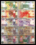 Zambia Set 5 pcs (20 50 100 500 1000 Kwacha) UNC banknote real original (3 paper + 2 polymer banknotes)