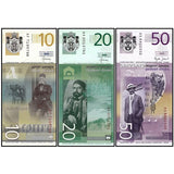 Serbia Set 3 PCS (10 20 50 Dinara), Random years, P-54 55 56 Real original Banknote