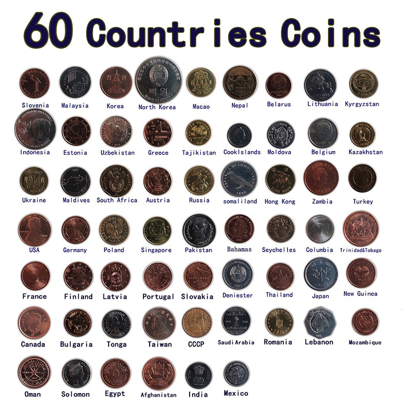 60 coins from Different Countries , Real Genuine Original Coin , coun