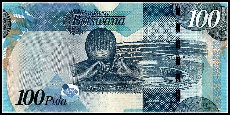 Botswana 100 Pula 2010 P33b UNC Original Banknote For Collection Botswana 100 Pula 2010 P33b UNC Original Banknote For Collection