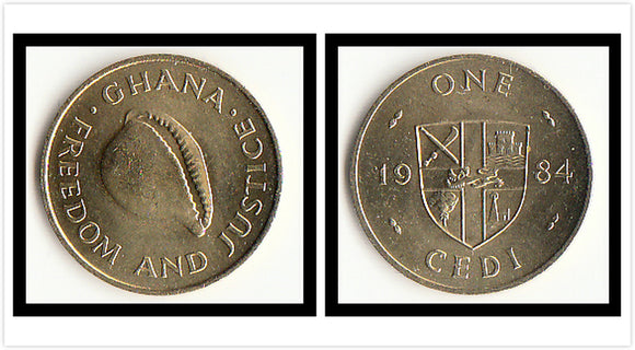 Ghana 1 Cedi Coin 1984 KM#25 Original Coin