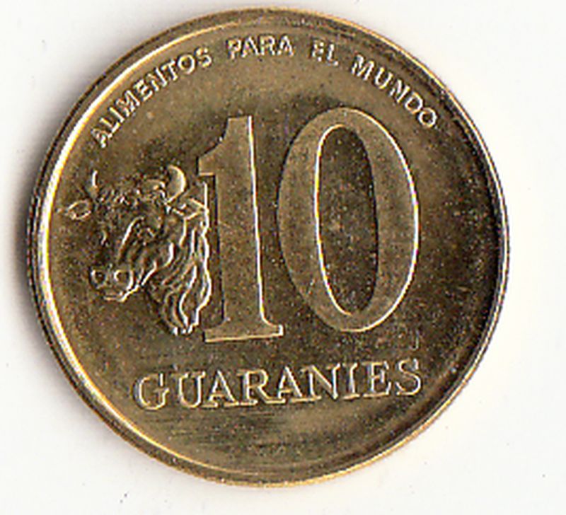 Paraguay 10 GUARANIES 1996 KM178a UNC Original Genuine Real coin , W