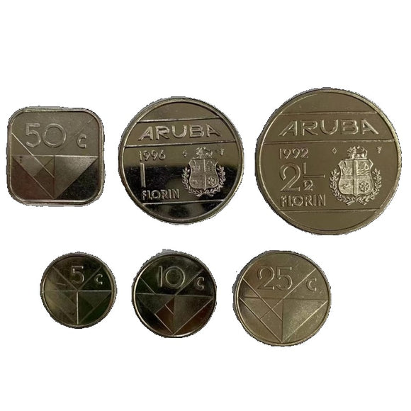 Aruba, Set 6 PCS, AUNC Original Coins for Collection