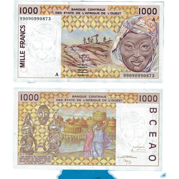 West Africa (Côte d'Ivoire), 1000 Francs, UNC Original Banknote for Collection