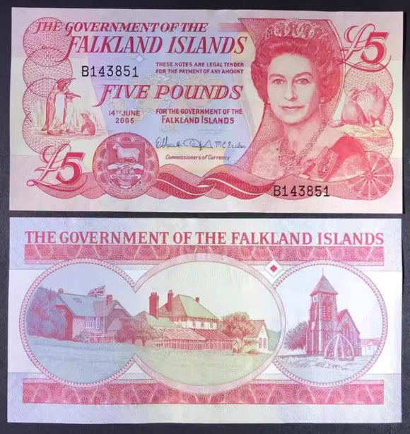 Falkland, 5 Pound, 2005 P-17, UNC Original Banknote for Collection