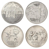 Russia, Set 4 PCS Coins, 2014, Russian Sochi Winter Sport Game Commemorative Coin for Collection