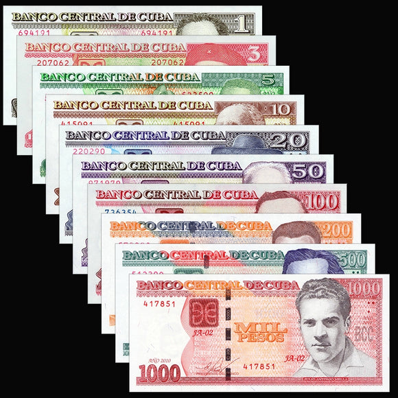 CU, Set 10 PCS Banknotes, 1-1000 Pesos, UNC Original Banknote for Collection