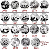 China, 2007 - 2025 Panda Silver Commemorative Coin, Real Original Silver for Collection Coin , China 10 Yuan Chinese New Year Gift Coin