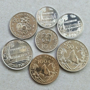 French Polynesia, Set 7 PCS Coins, Coin for Collection