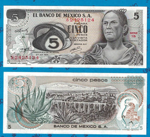 Mexico, 5 Pesos, 1971, UNC Original Banknote for Collection