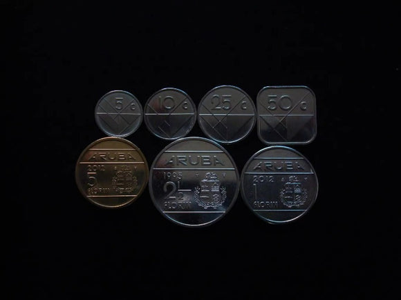 Aruba, Set 7 PCS, AUNC Original Coins for Collection