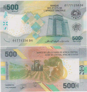 Central African Community, 500 Francs, 2022(2020), UNC Original Mixed Plastics Banknote for Collection