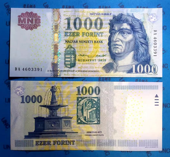 Hungary, 1000 Forint, 2015, UNC Original Banknote for Collection