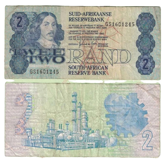 South Africa, 2 Rand, 1973-94, P-118, Used F Condition, Original Banknote for Collection