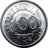 Brazil, 100 Cruzeiros, 1993-1994,  UNC Original Coin for Collection