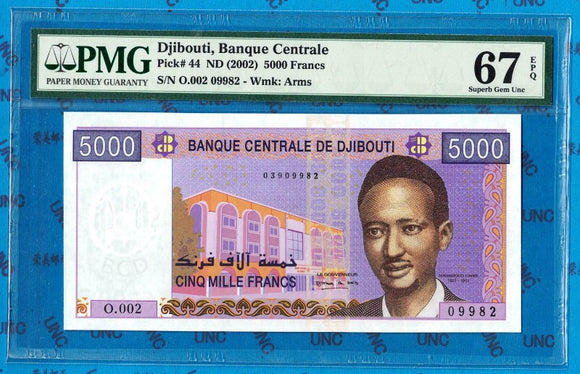 Djibouti, 5000 Francs, 2002, UNC Original Banknote for Collection