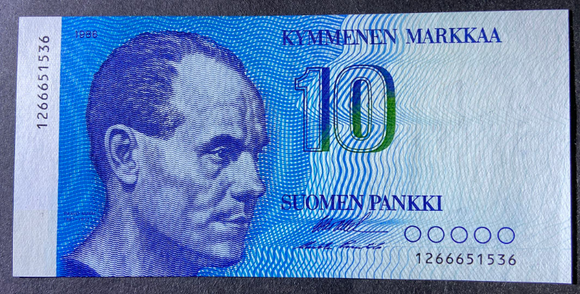 Finland, 10 Mark, 1986, P-113, UNC Original Banknote for Collection