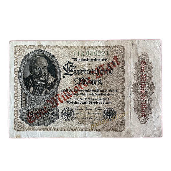 Germany 1 Milliarde on 1000 Mark, 1923 P-113 Used F Condition Rare Banknote for Collection