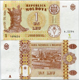 Moldova 1 Lei X 100 Pieces ( Full Bundle ) banknotes , random year, UNC , original banknote