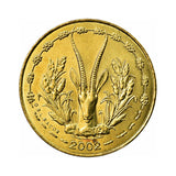 West Africa States 5 Franc 2002--2010, 20mm UNC Original Africa Antelope Coin, Random Year