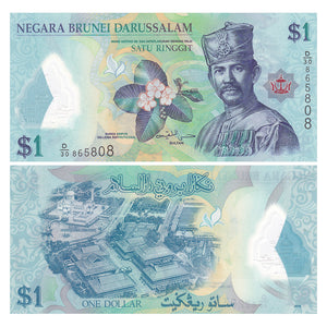 Brunei 1 Ringgit 2013 P-35, UNC, Polymer original banknote