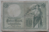 Germany, 10 Mark, 1906 P-6, VG-F Used Condition, Rare Original Banknote for Collection