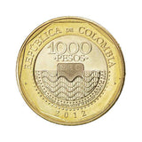 Colombia, 1000 Pesos, 2013-2020 Random Year, Loggerhead Turtle, Bimetal Coin for Collection