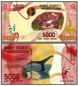 Madagascar 5000 Ariary 2017 P-New UNC original Banknote
