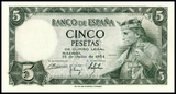 Spain, 5 Pesetas, 1954, P-146, UNC Original Banknote for Collection