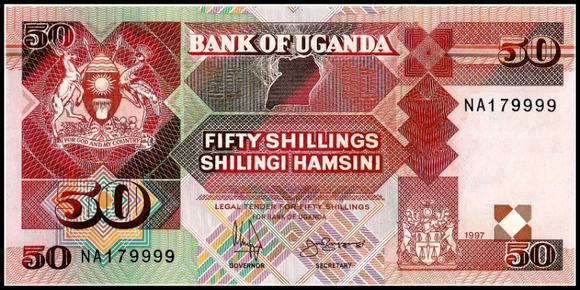 Uganda, 50 Shillings, 1997, P-30c, UNC Original Banknote for Collection