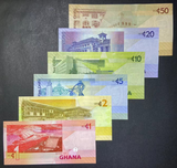 Ghana, Set 6 PCS Banknote, (1,2,.5,10,20,50 Cedis), UNC Original Banknote for Collection