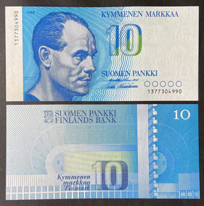 Finland, 10 Mark, 1986, P-113, UNC Original Banknote for Collection