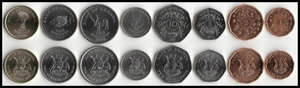 Uganda, Set 8 PCS Coins, UNC Original Coin for Collection