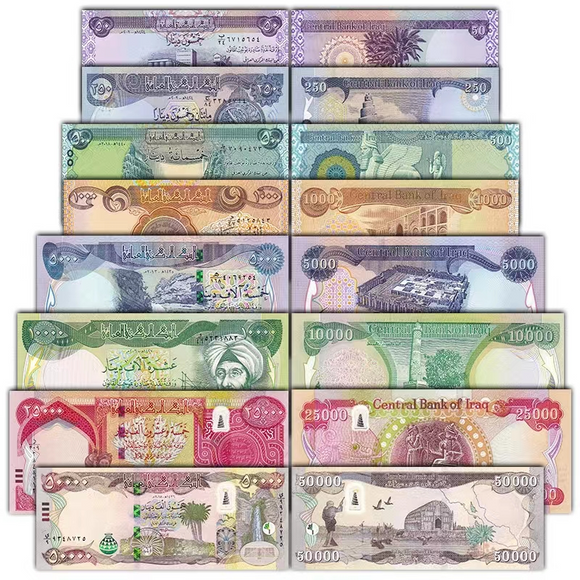 Iraq, Set 8 PCS Banknotes, (50-50000 Dinar), UNC Original Banknote for Collection