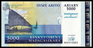 Madagascar, 5000 Ariary, 2008, P-94, UNC Original Banknote for Collection