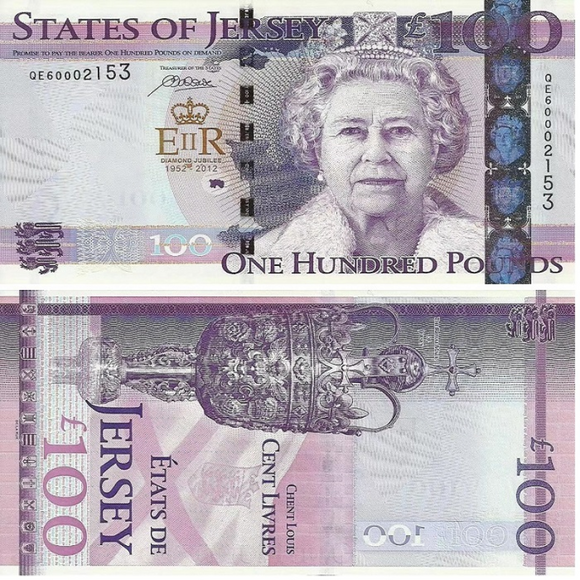 Jersey Island, 100 Pounds, 2012, P37a, UNC Original Banknote for Collection