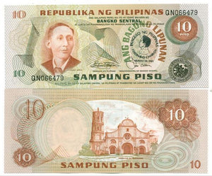 Philippines 10 Piso 1981 , P-167, UNC original banknote