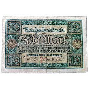 Germany, 10 Marks, 1920, Used VF Condition, Old Rare Banknote for Collection