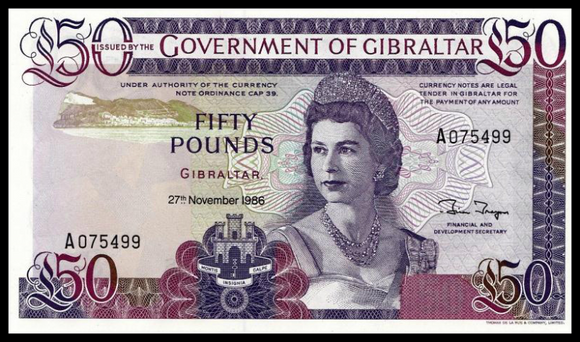 Gibraltar, 50 Pounds, 1986, P-24, UNC Original Banknote for Collection