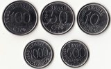 Brazil, Set 5 PCS Coins, Random Year, UNC Original Coin for Collection
