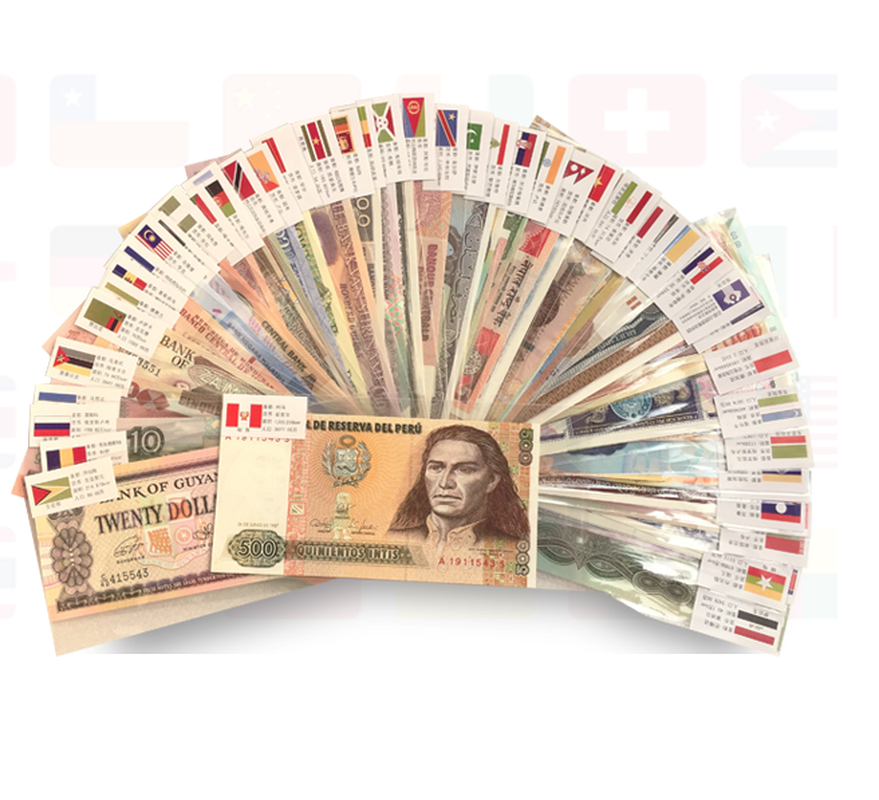 random pick 100 pcs banknotes from 50 countries, original real bankno ...