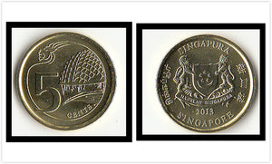 Singapore 5 Cent  Random Year UNC Original Coin
