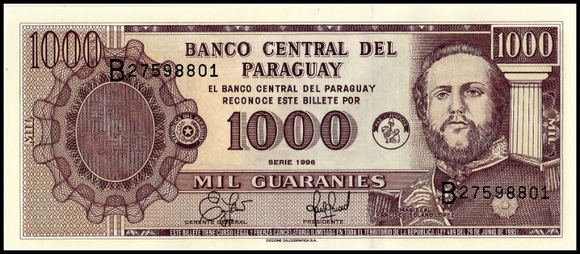 Paraguay, 1000 Guaranis, 1998, P-214a, UNC Original Banknote for Collection