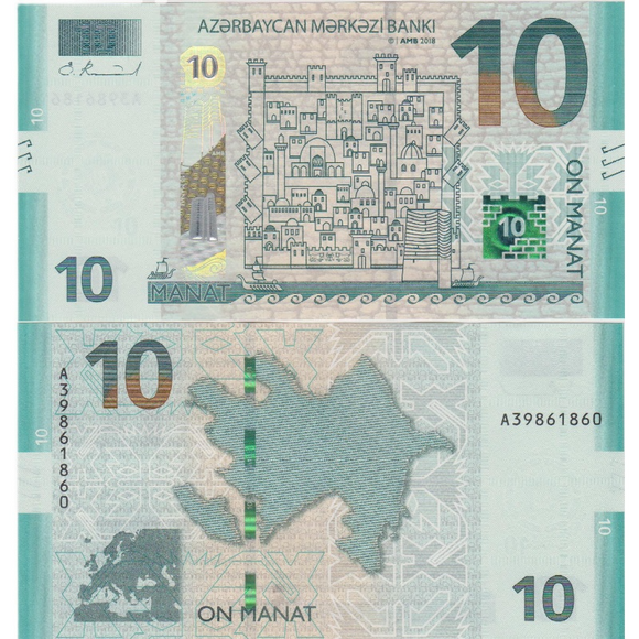 Azerbaijan, 10 Manat, 2018, UNC Original Banknote for Collection