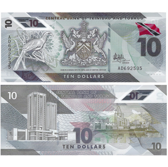Trinidad and Tobago, 10 Dollars, 2020, UNC Original Polymer Banknote for Collection