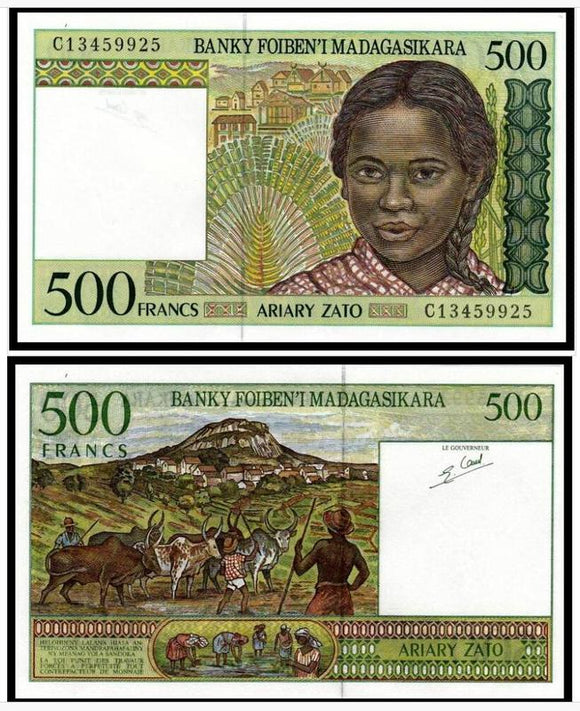 Madagascar 500 Francs ND1994 P-75b UNC original Banknote