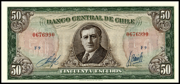 Chile, 50 Escudos, 1970-73 Random Year, P140b, AUNC Original Banknote for Collection