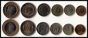 Turkey, Set 6 PCS Coins, UNC Original Coin for Collection